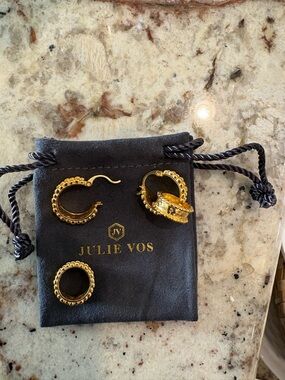 Authentic Julie Vos Marbella 24K gold plate Hoop Earrings